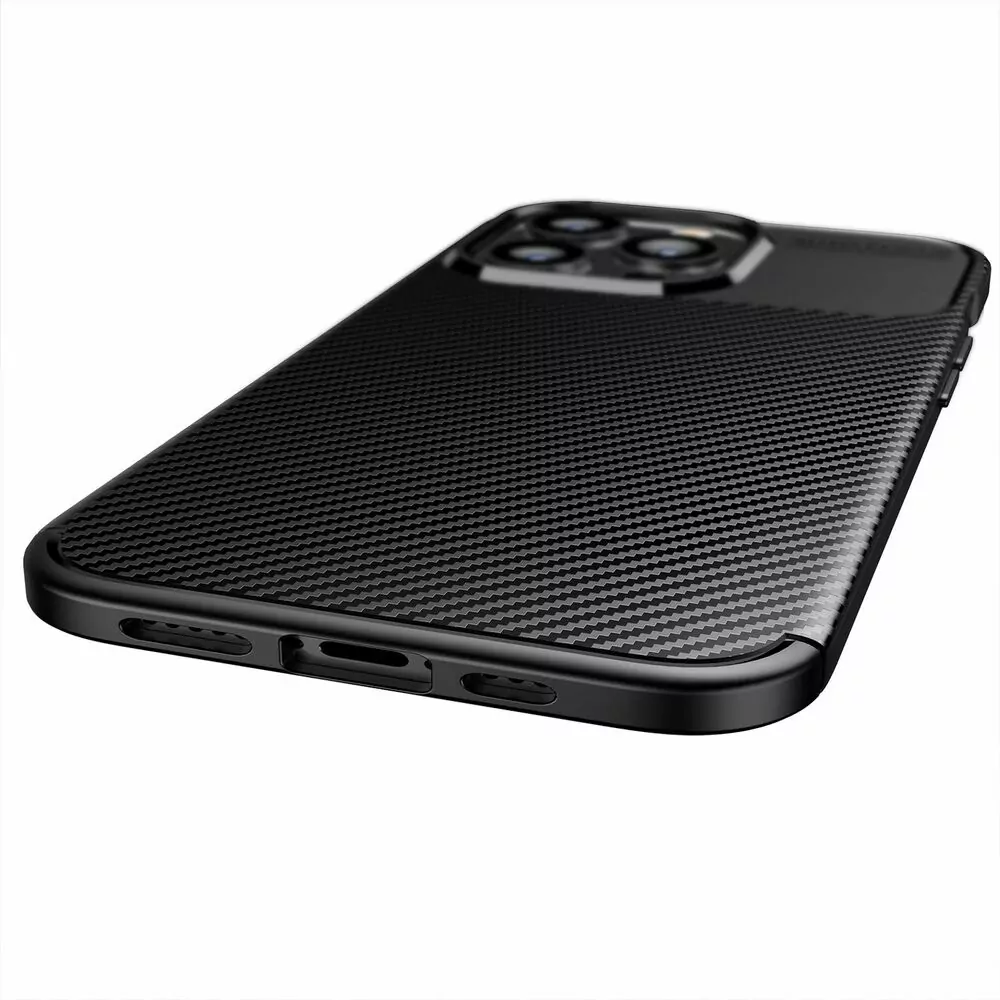 Silikonové pouzdro Premium Coolcase Carbon na mobil Apple iPhone 14 Pro Černé
