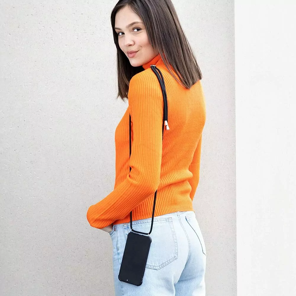 Pevné silikonové pouzdro kwmobile Crossbody na mobil Motorola Edge 30 Neo čiré s popruhem