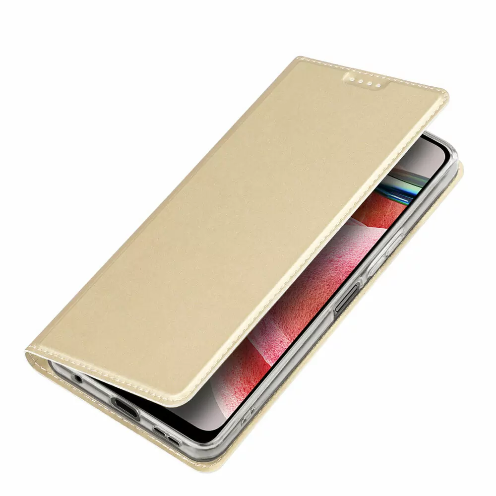 Prémiové flipové pouzdro DUX DUCIS SKIN na mobil Xiaomi Redmi Note 12 4G zlatavé
