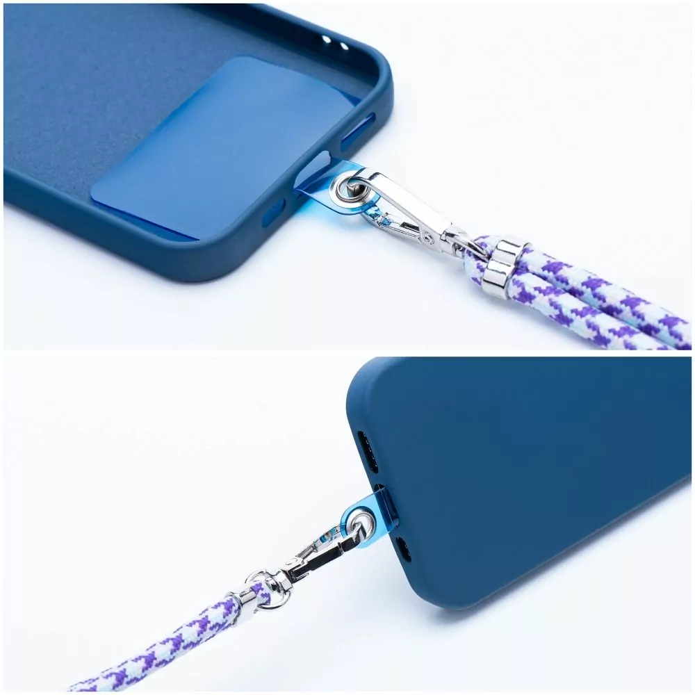 Univerzální dlouhý popruh SWING 6mm Crossbody přes rameno nebo kolem krku - bílo fialový