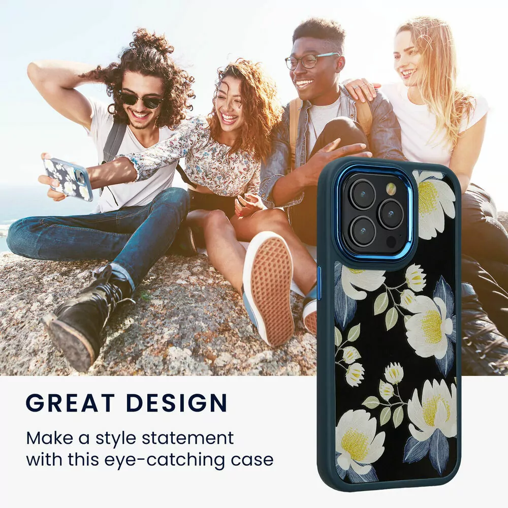 Pouzdro KWmobile Crystal Hard Case na mobil Apple iPhone 14 Pro Max - kytičky - VÝPRODEJ