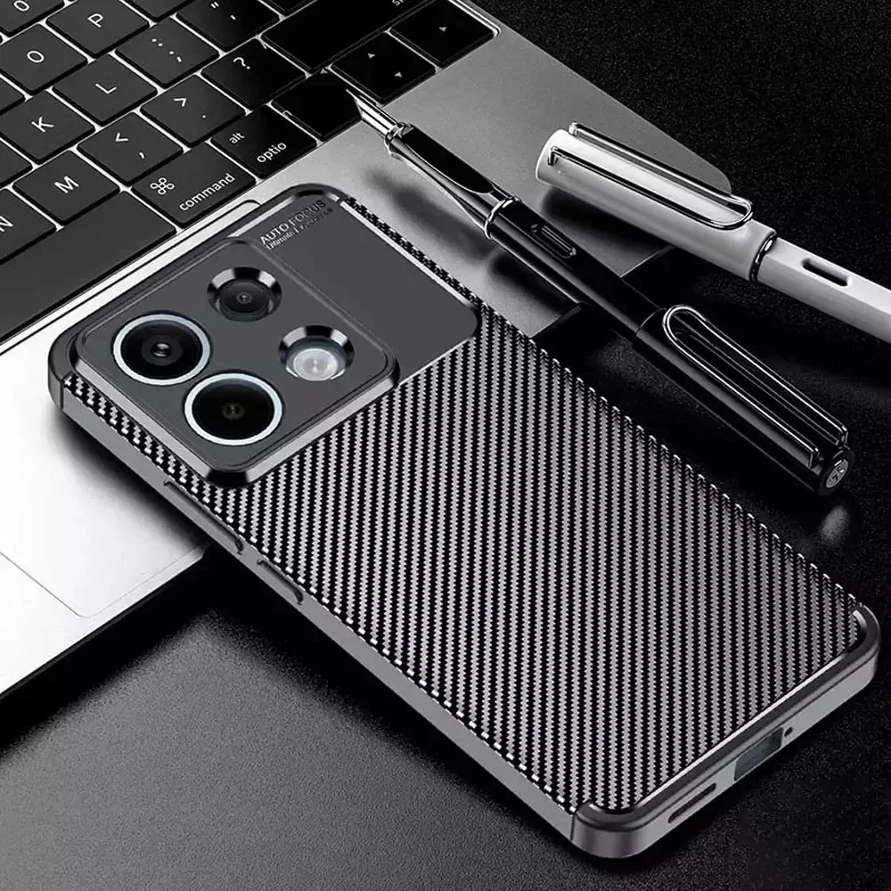 Silikonové pouzdro Coolcase Carbon na mobil Xiaomi Redmi Note 13 Pro 5G / Poco X6 5G Černé