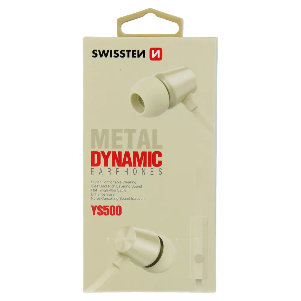 Sluchátka do uší SWISSTEN EARBUDS DYNAMIC YS500, 3,5mm jack, zlatavá