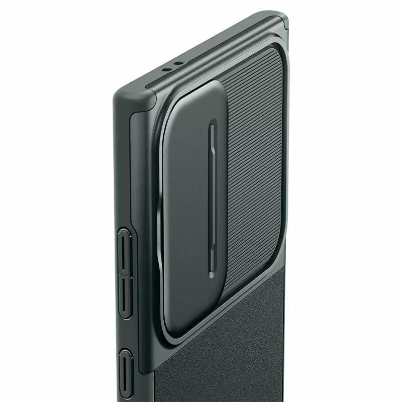 Silikonové pouzdro Spigen OPTIK ARMOR na mobil Samsung Galaxy S24 Ultra Zelené s krytkou fotoaparátů