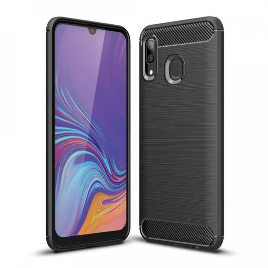 Silikonové pouzdro Coolcase Carbon Brushed na mobil Samsung Galaxy A40 Černé