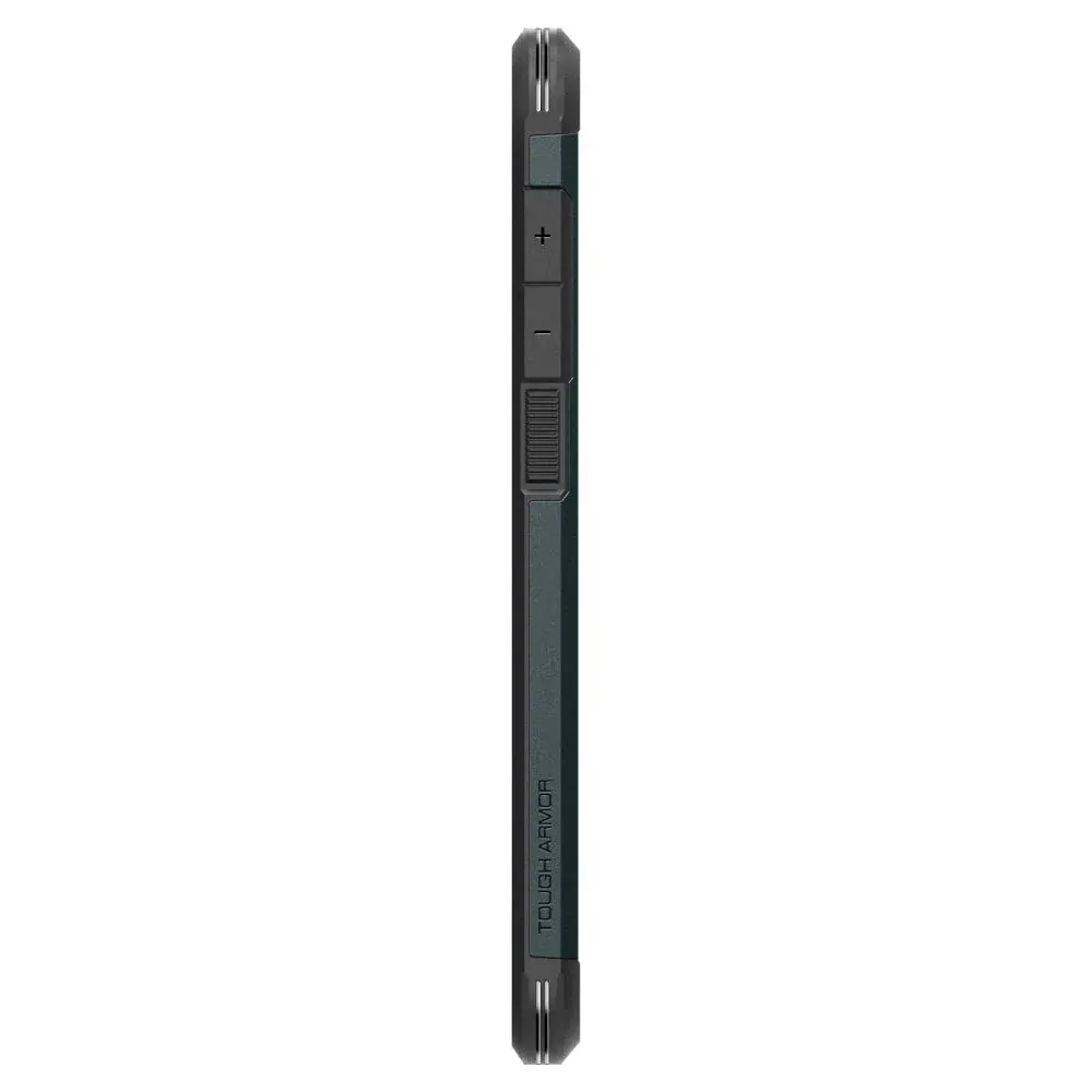 Odolné silikonové pouzdro SPIGEN Tough Armor na mobil Samsung Galaxy A35 5G - zelené se stojánkem