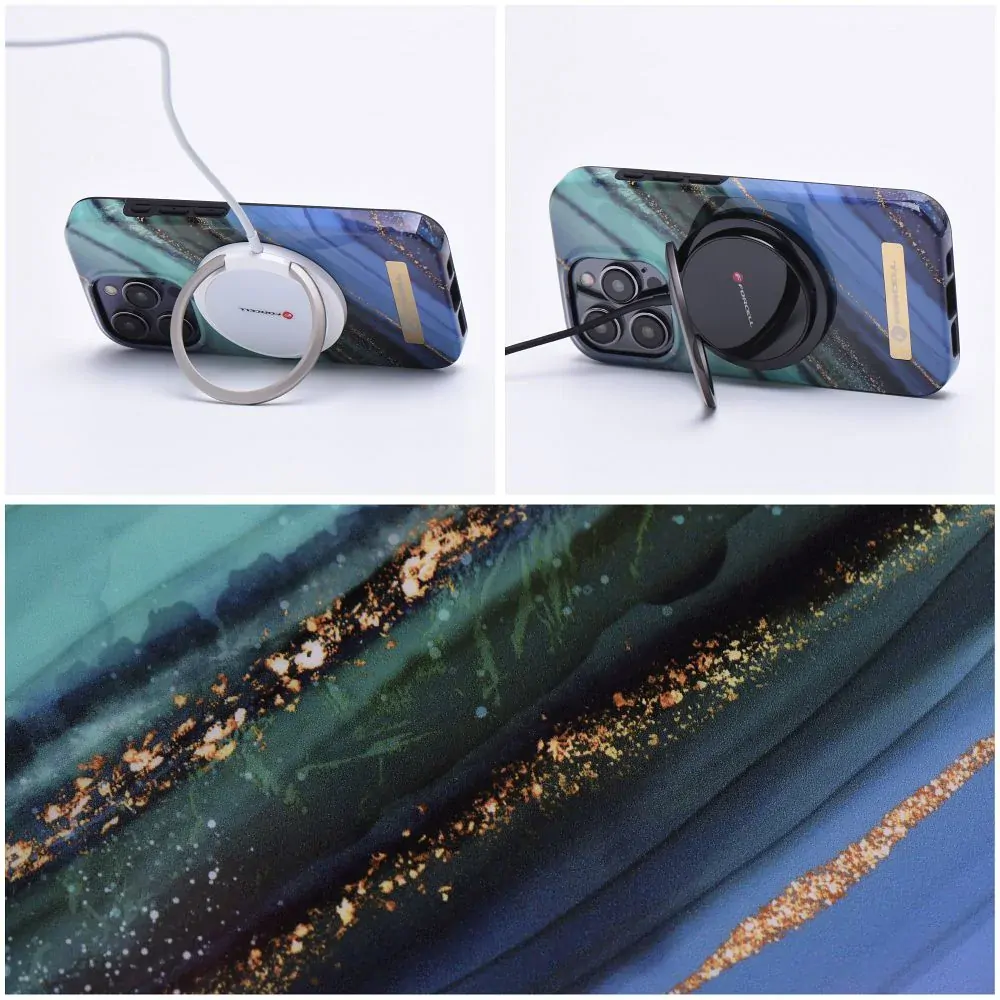 Prémiové pouzdro FORCELL F-PROTECT Mirage 4D s MagSafe na mobil Apple iPhone 15 Pro - Jade marble