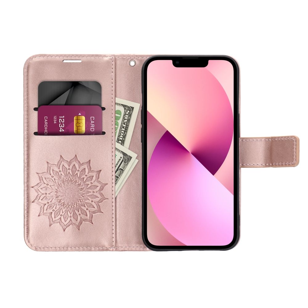 Knížkové flip pouzdro Coolcase Mezzo na mobil Xiaomi Redmi Note 13 4G - Růžová mandala