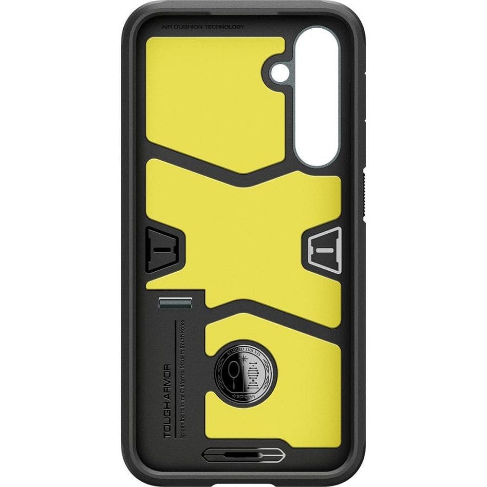 Odolné silikonové pouzdro SPIGEN Tough Armor na mobil Samsung Galaxy S23 FE tmavě zelené se stojánkem