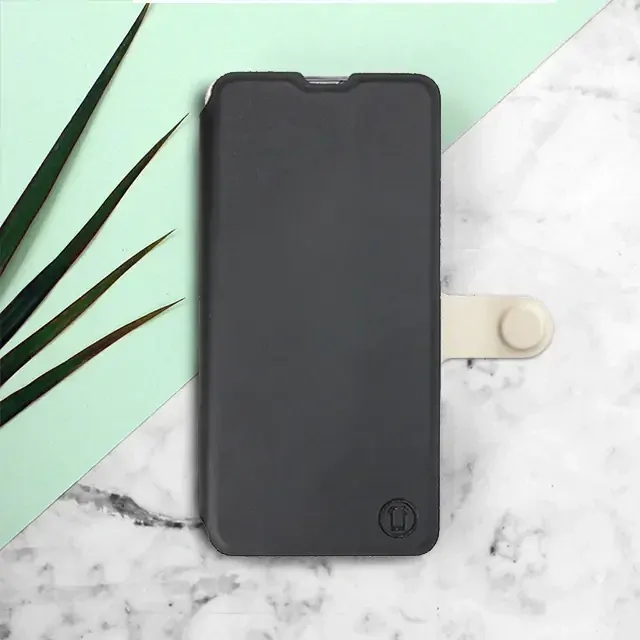 Flip pouzdro Mobiwear Soft Touch - Motorola Moto G84 5G - Černé - béžové - VÝPRODEJ