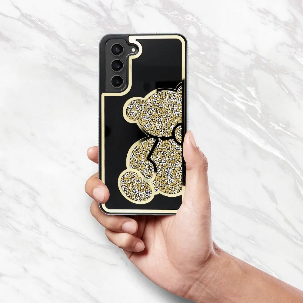 Třpytivé pouzdro Coolcase TEDDY BEAR  - Samsung Galaxy A35 5G zlatavé