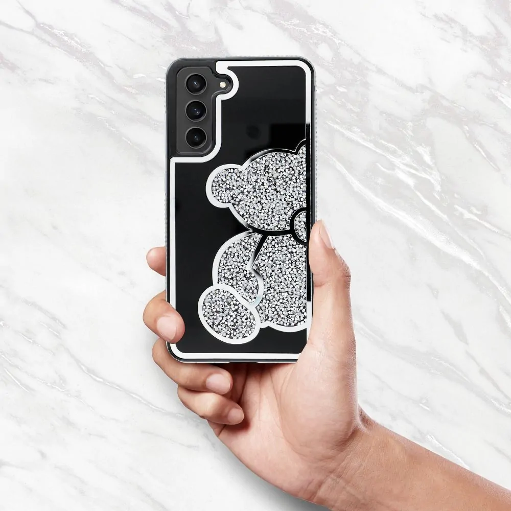 Třpytivé pouzdro Coolcase TEDDY BEAR  - Samsung Galaxy A35 5G stříbrné