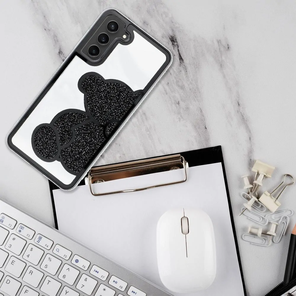 Třpytivé pouzdro Coolcase TEDDY BEAR  - Samsung Galaxy A25 5G černé