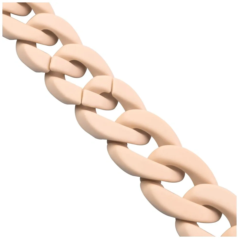 Crossbody kožená taštička přes rameno s kapsičkou FIXED Venezia s černým řetízkem pro mobily do 7" - pudrově růžová