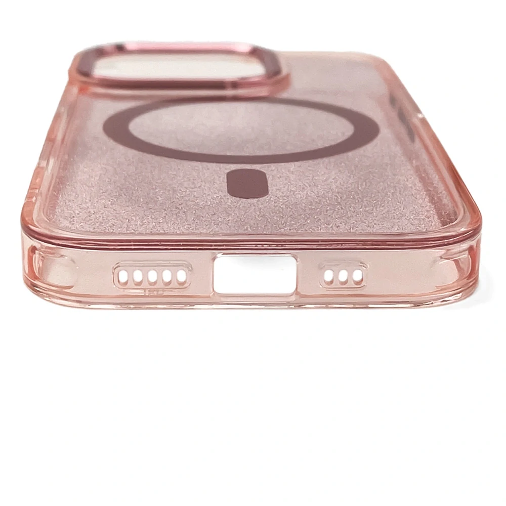 Třpytkové pouzdro Glitter Case s MagSafe - Apple iPhone 16 Pro - průhledné / růžové
