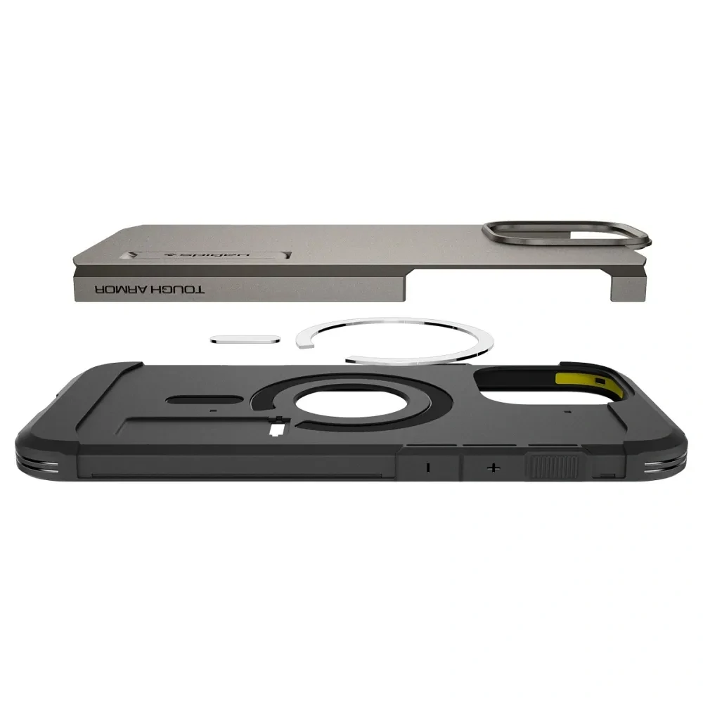Odolné pouzdro SPIGEN Tough Armor Mag s MagSafe - Apple iPhone 16 Pro - Gunmetal se stojánkem