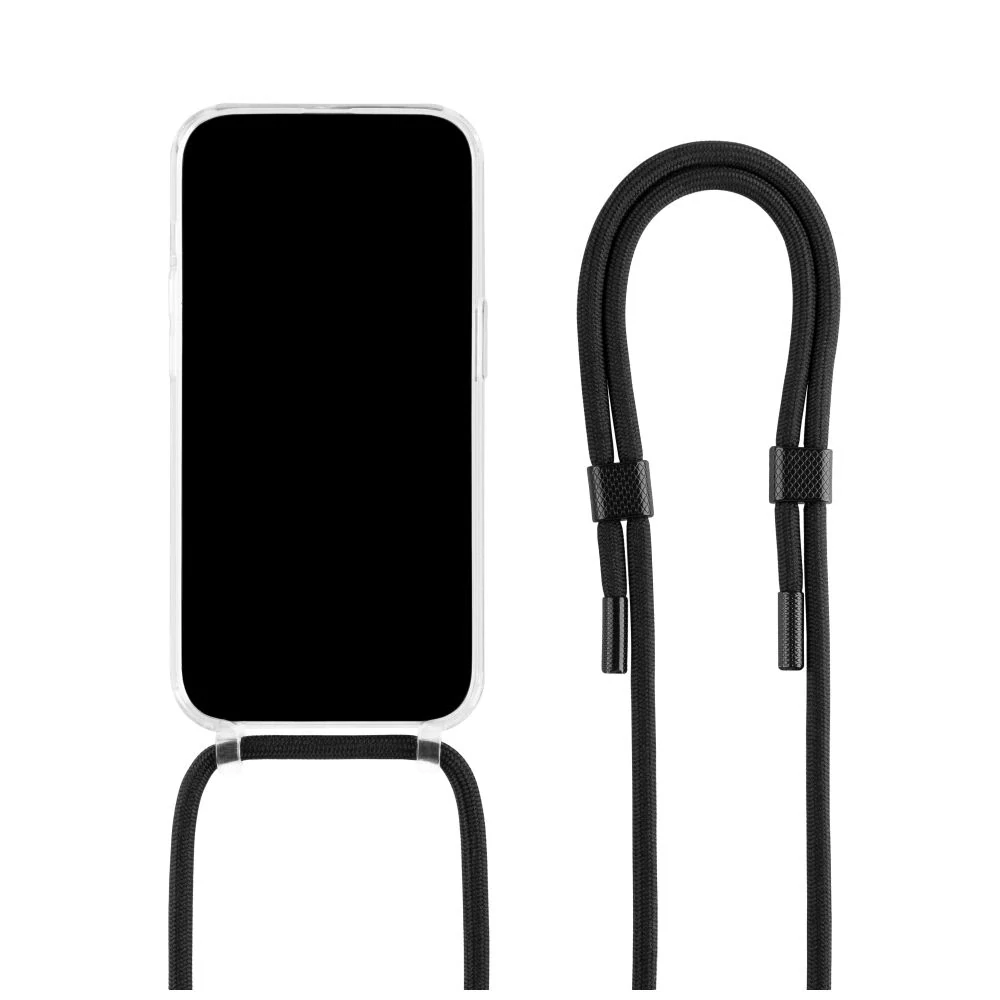 FIXED MagPure Neck Crossbody pouzdro s MagSafe a černou šňůrkou na krk pro Apple iPhone 16 Plus