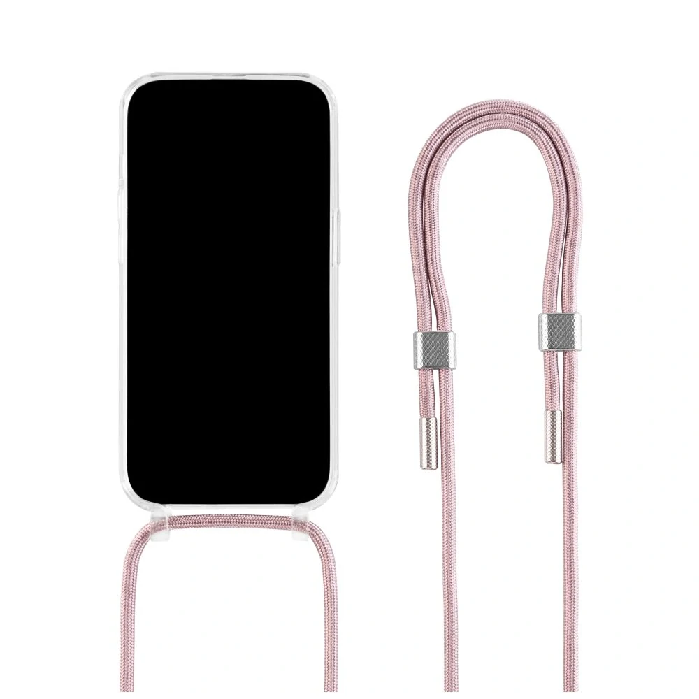 FIXED MagPure Neck Crossbody pouzdro s MagSafe a růžovou šňůrkou na krk pro Apple iPhone 16 Pro
