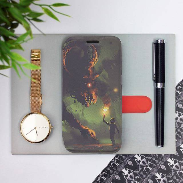 Knížkové flip pouzdro Mobiwear - Motorola Moto G42 - VA08P Příšera a kluk s pochodní - VÝPRODEJ
