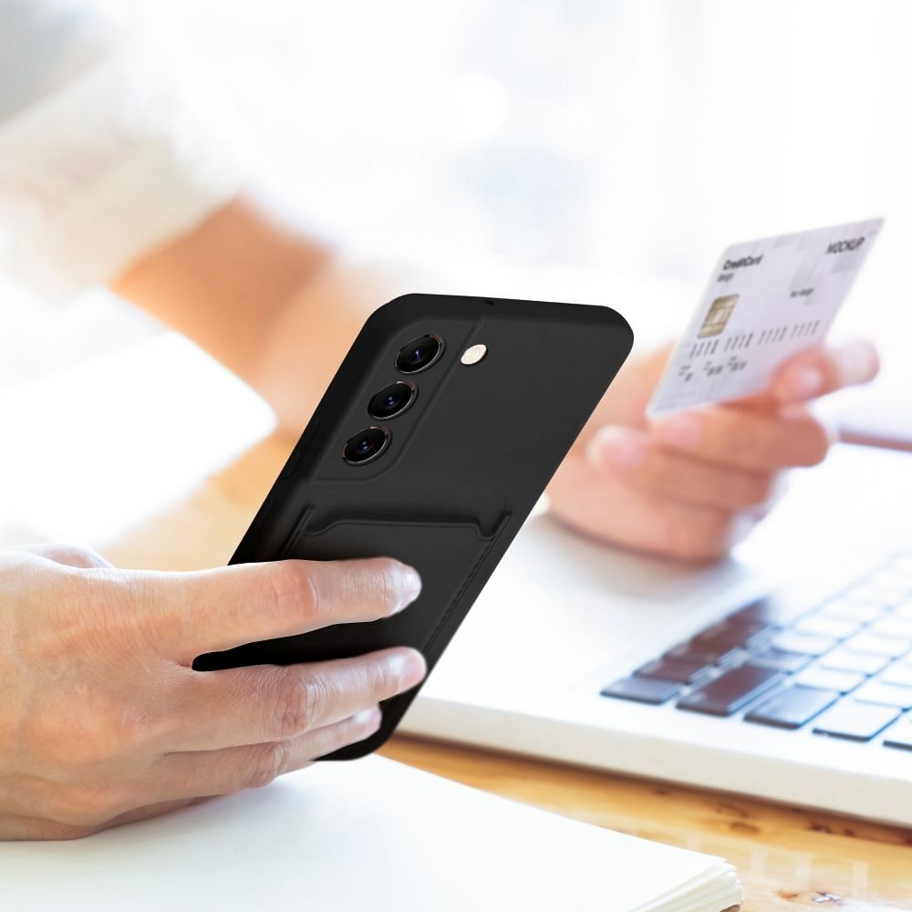 Silikonové pouzdro Card Case na mobil Samsung Galaxy S24 FE - Černé