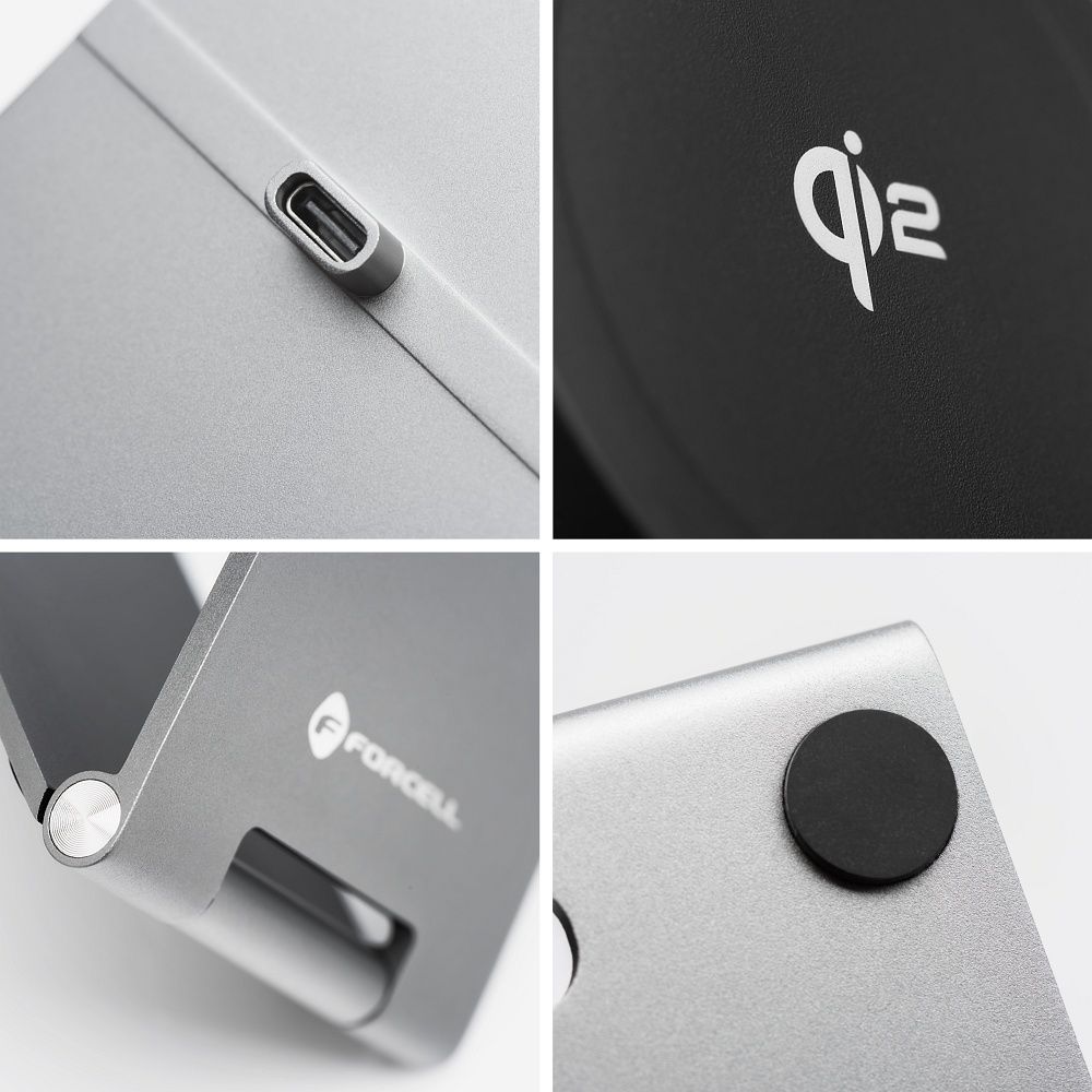 Dokovací stanice Forcell Flip Charge Qi2 15W stříbrná