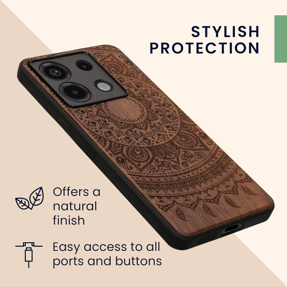 Dřevěné pouzdro KWmobile - Xiaomi Redmi Note 13 Pro 5G / Poco X6 5G Indian sun