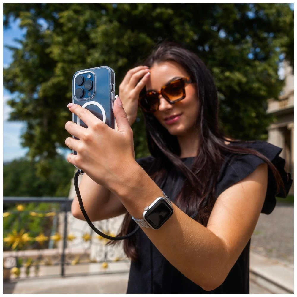 FIXED MagPure Neck Crossbody - Apple iPhone 16e / iPhone 17e s MagSafe a růžovou šňůrkou na krk
