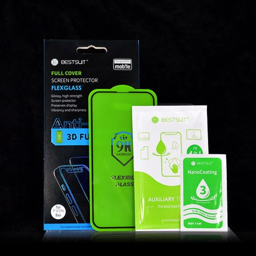 Ochranné hybridní sklo Bestsuit Flexible 5D iPhone 15 Pro Max – černé 5903396218774
