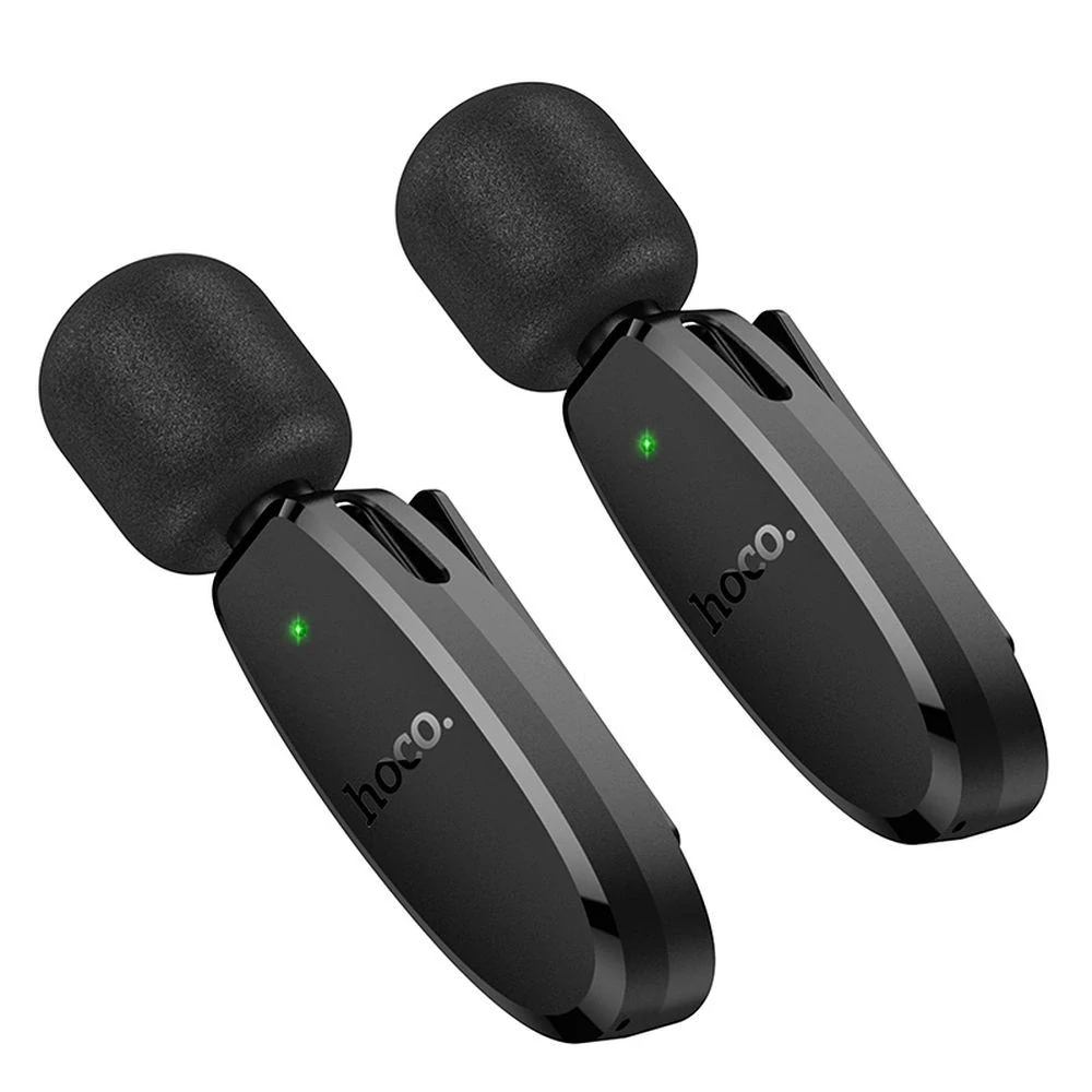 Bezdrátové klopové mikrofony HOCO L15 – 2× mikrofon, Lightning/USB-C