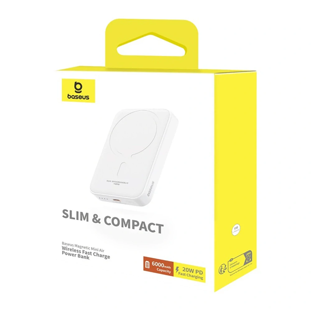 Baseus Magnetic Mini 6000mAh Powerbanka 20W – bílá