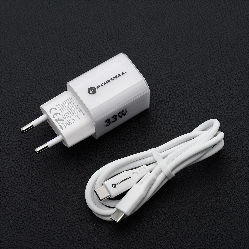 Nabíječka Forcell GaN III 33W + USB-C kabel - bílá