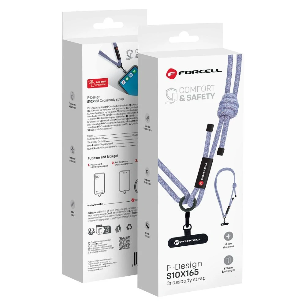 Crossbody šňůrka k mobilu Forcell S10X165 šedo-fialová