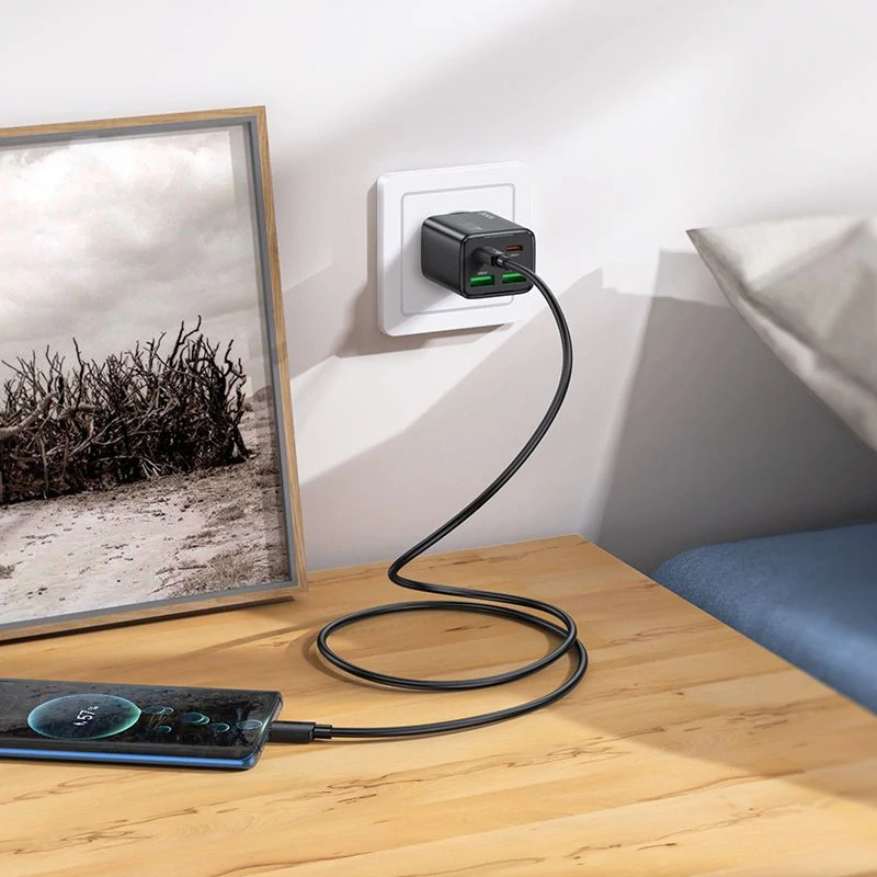 Síťová nabíječka Hoco N56 30W 4×USB + kabel USB-C černá