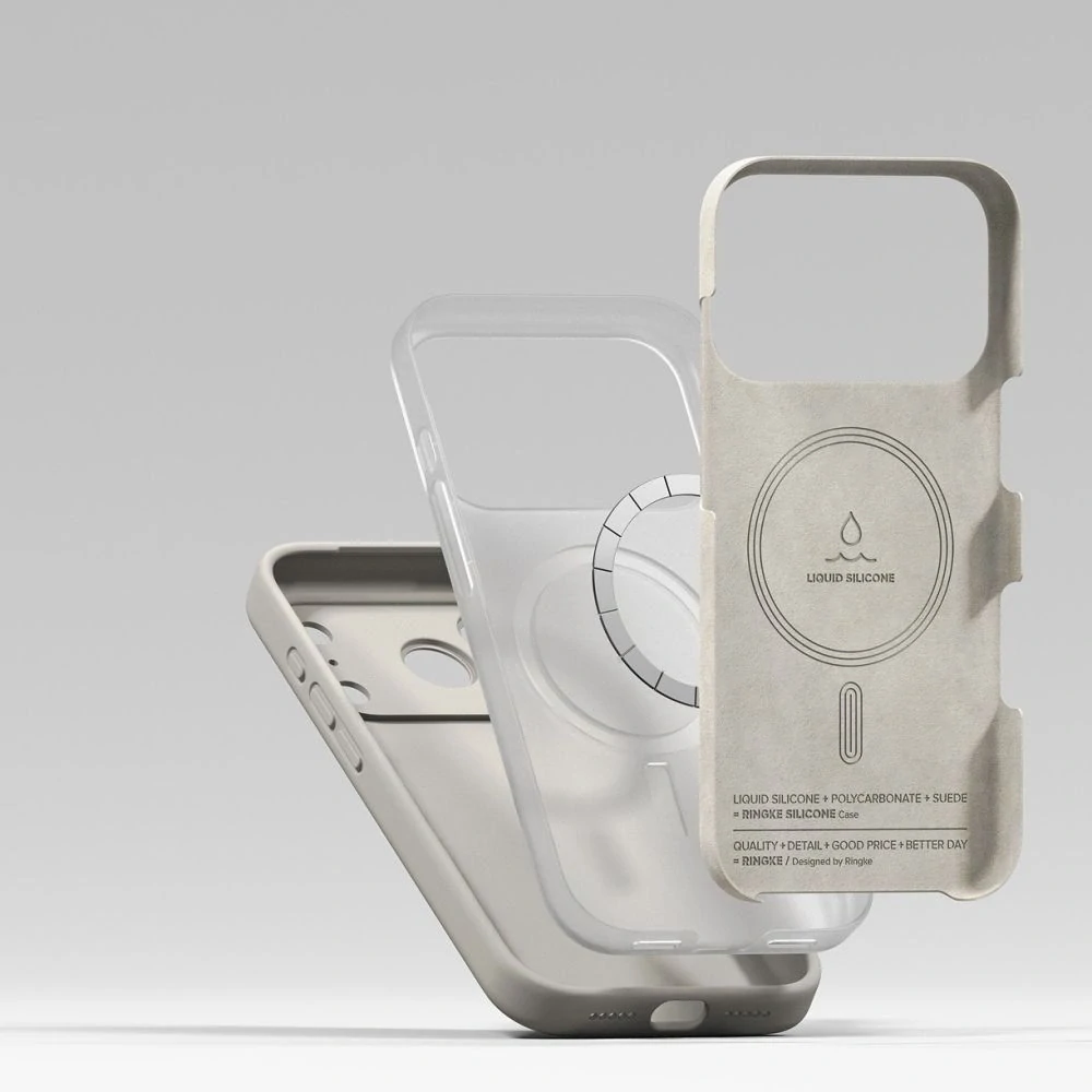 Kryt Ringke Silicone MagSafe Apple iPhone 17 Pro - béžový