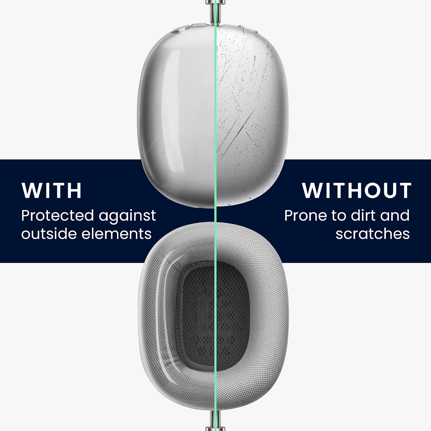 Ochranný kryt na sluchátka AirPods Max / Max 2 kwmobile 3v1 čirý