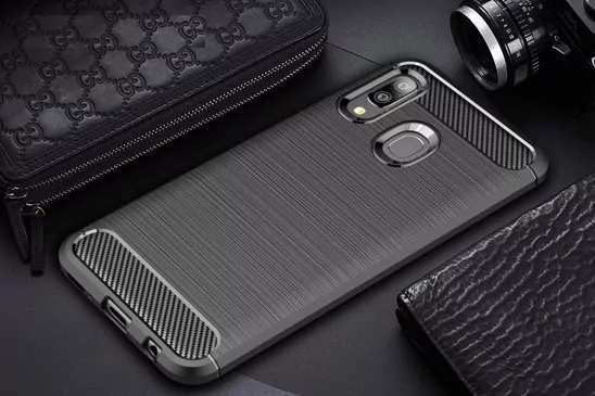 Silikonové pouzdro Coolcase Carbon na mobil Samsung Galaxy A20e Černé