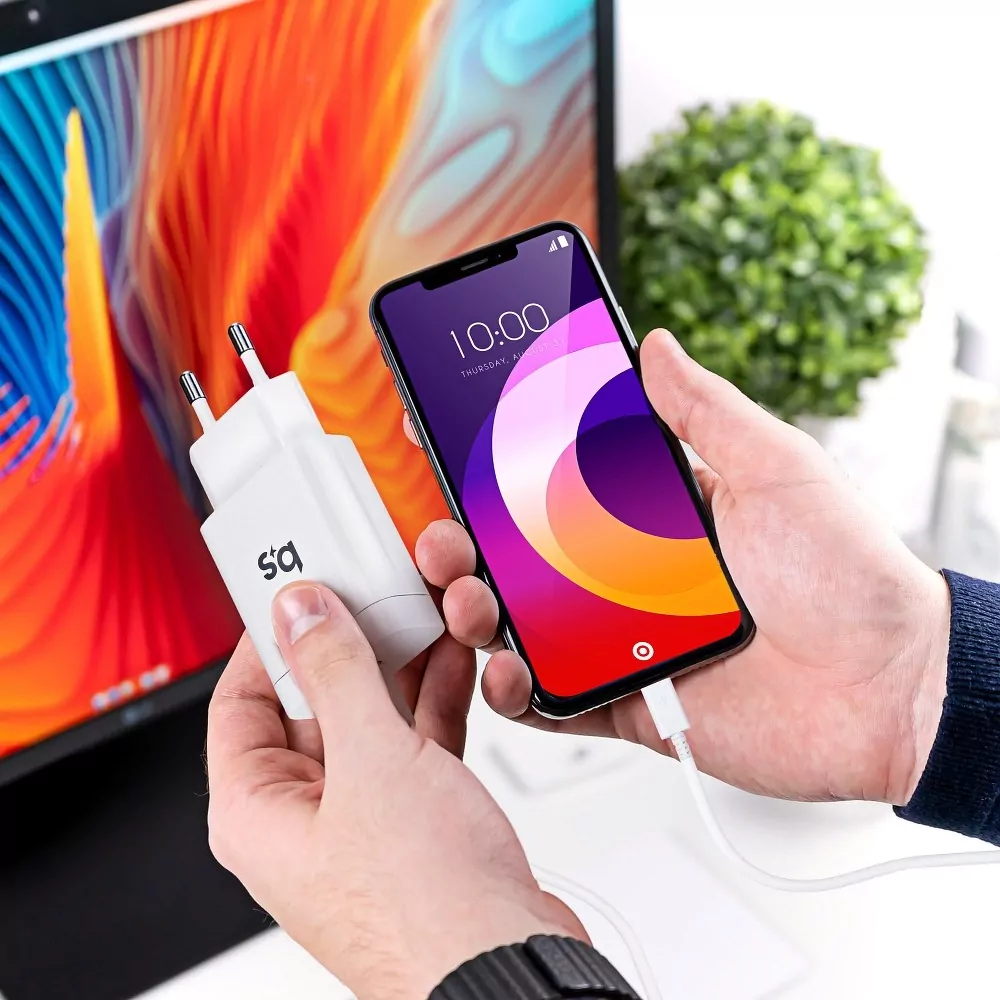 Rozpojitelná rychlá nabíječka do sítě Blue Star (1492) s konektorem Apple Lightning - USB-C 3A 18W QC 4.0 a PD pro iPhone 12, iPhone 11, iPhone XS