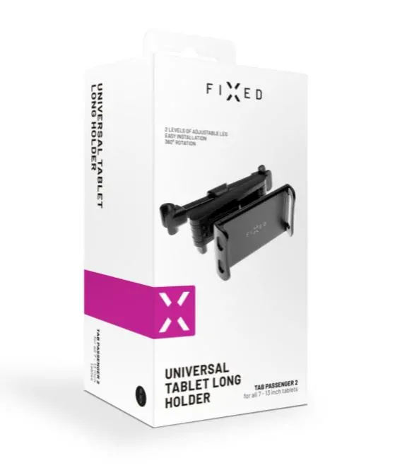 Držák do auta na tablet FIXED Tab Passenger 2 s uchycením do opěrky hlavy a s nastavitelným ramenem, černý