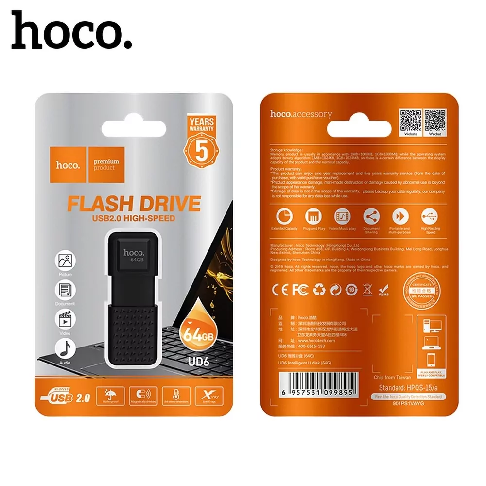 Fleška USB Flash disk HOCO Inteligent UD6 s kapacitou 64 GB USB 2.0 s konektorem USB