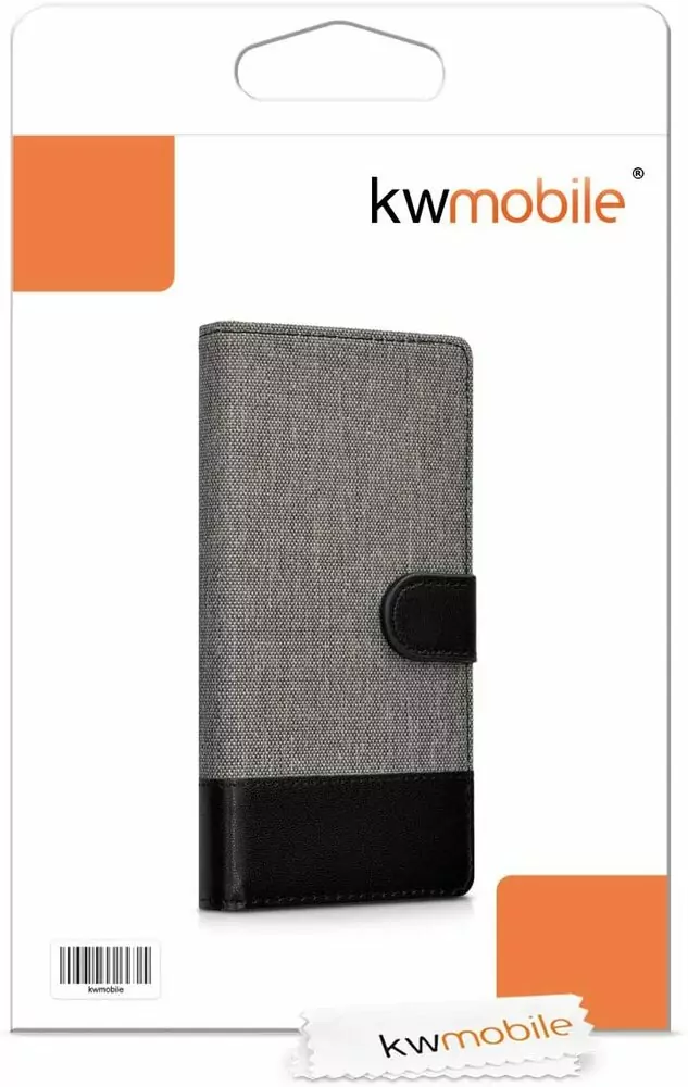 Luxusní flipové pouzdro KWmobile Canvas Wallet na Huawei P8 Lite šedé