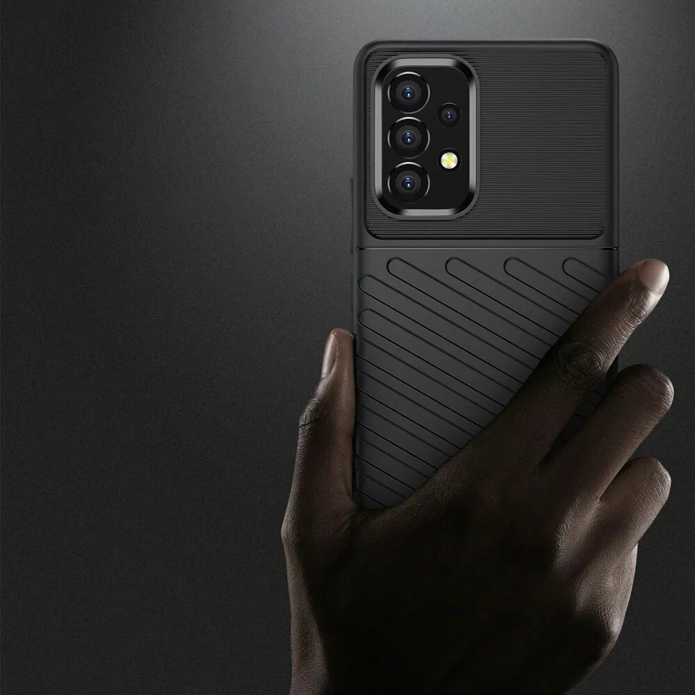Odolnější gumové pouzdro Armored Thunder na mobil Samsung Galaxy A53 5G Černé