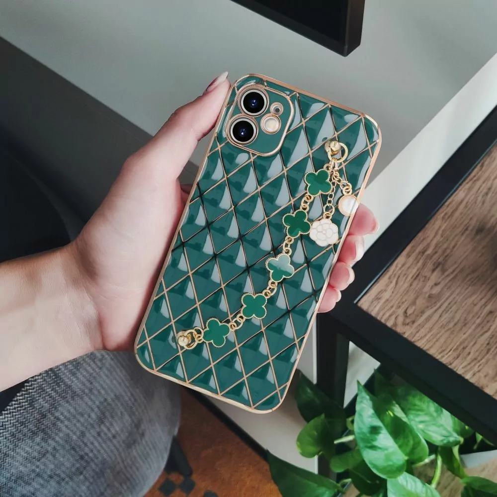 Silikonové pouzdro TREND na mobil Apple iPhone 12 Pro Zelené s ozdobou