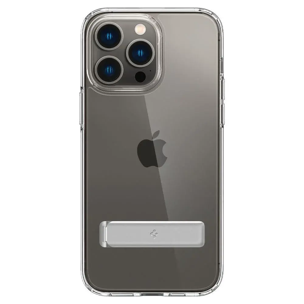 Bytelné silikonové pouzdro SPIGEN ULTRA HYBRID "S" na mobil Apple iPhone 14 Pro Čiré se stojánkem