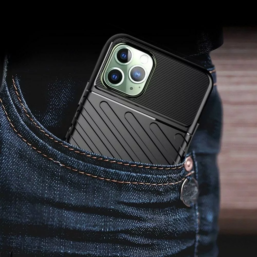 Odolnější gumové pouzdro Thunder na mobilní telefon Apple iPhone 14 Pro Černé