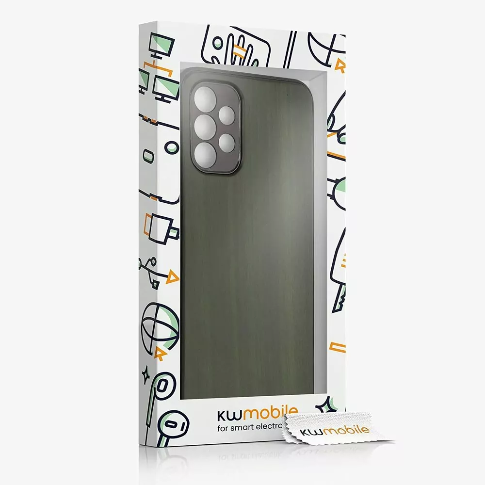 Dřevěné - silikonové pouzdro KWmobile na mobil Samsung Galaxy A13 4G Dark Green