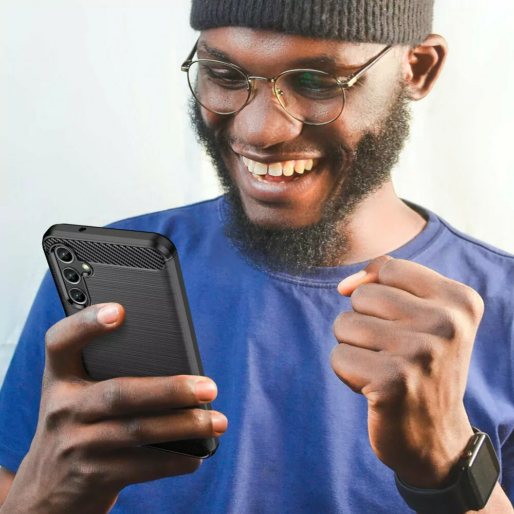 Silikonové pouzdro Coolcase Carbon na mobil Samsung Galaxy A14 LTE / 5G Černé