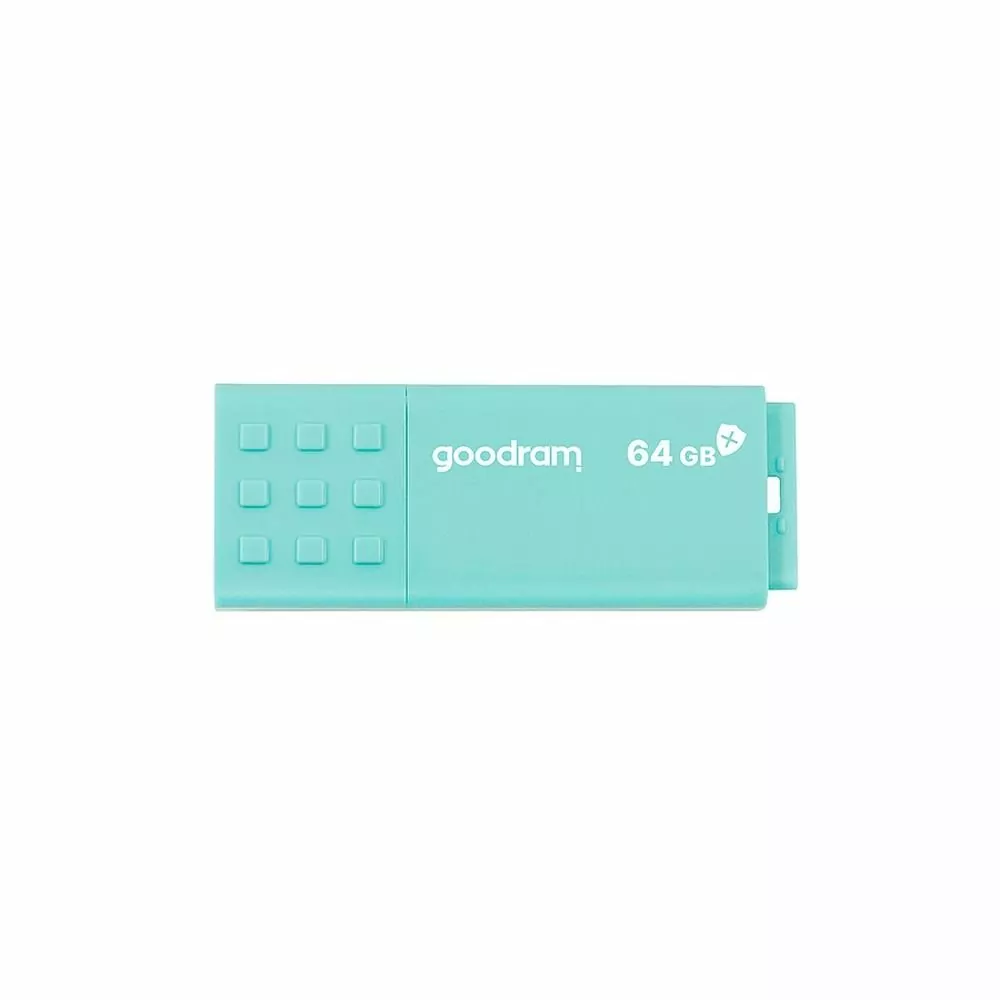 Fleška USB Flash disk GOODRAM UMM3 s kapacitou 64 GB USB 3.0 s konektorem USB a krytkou s antibakteriální ochranou Biomaster