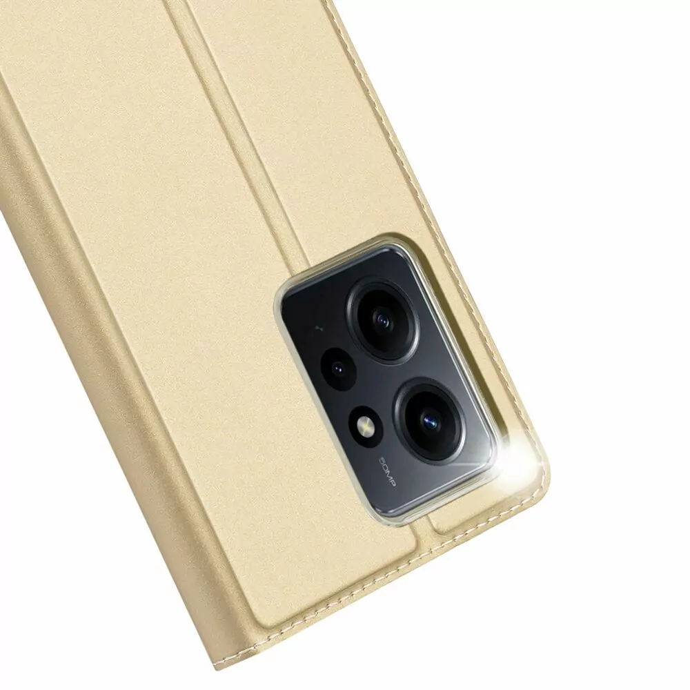 Prémiové flipové pouzdro DUX DUCIS SKIN na mobil Xiaomi Redmi Note 12 4G zlatavé