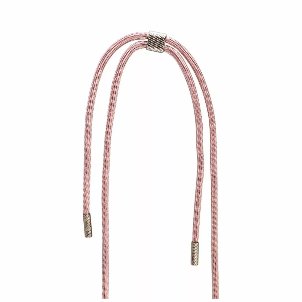 Pevné silikonové pouzdro FIXED Pure Neck Crossbody na mobil Samsung Galaxy S24 Plus s popruhem přes rameno - čiré - růžová šňůrka
