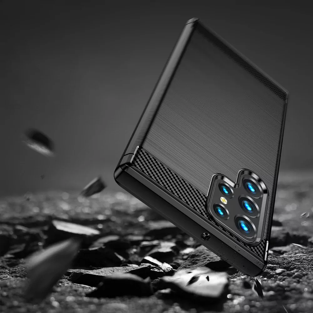 Silikonové pouzdro Coolcase Carbon na mobil Samsung Galaxy S24 Ultra Černé